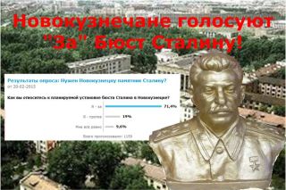 Кемеровская область. Более 70 % жителей Новокузнецка высказались за установление бюста И.В. Сталину 